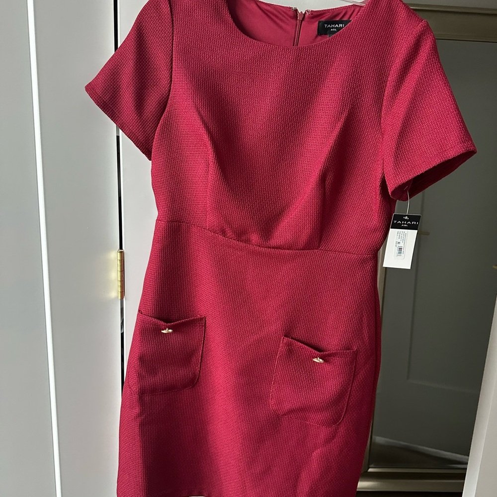 Tahari Textured Red Mini Dress